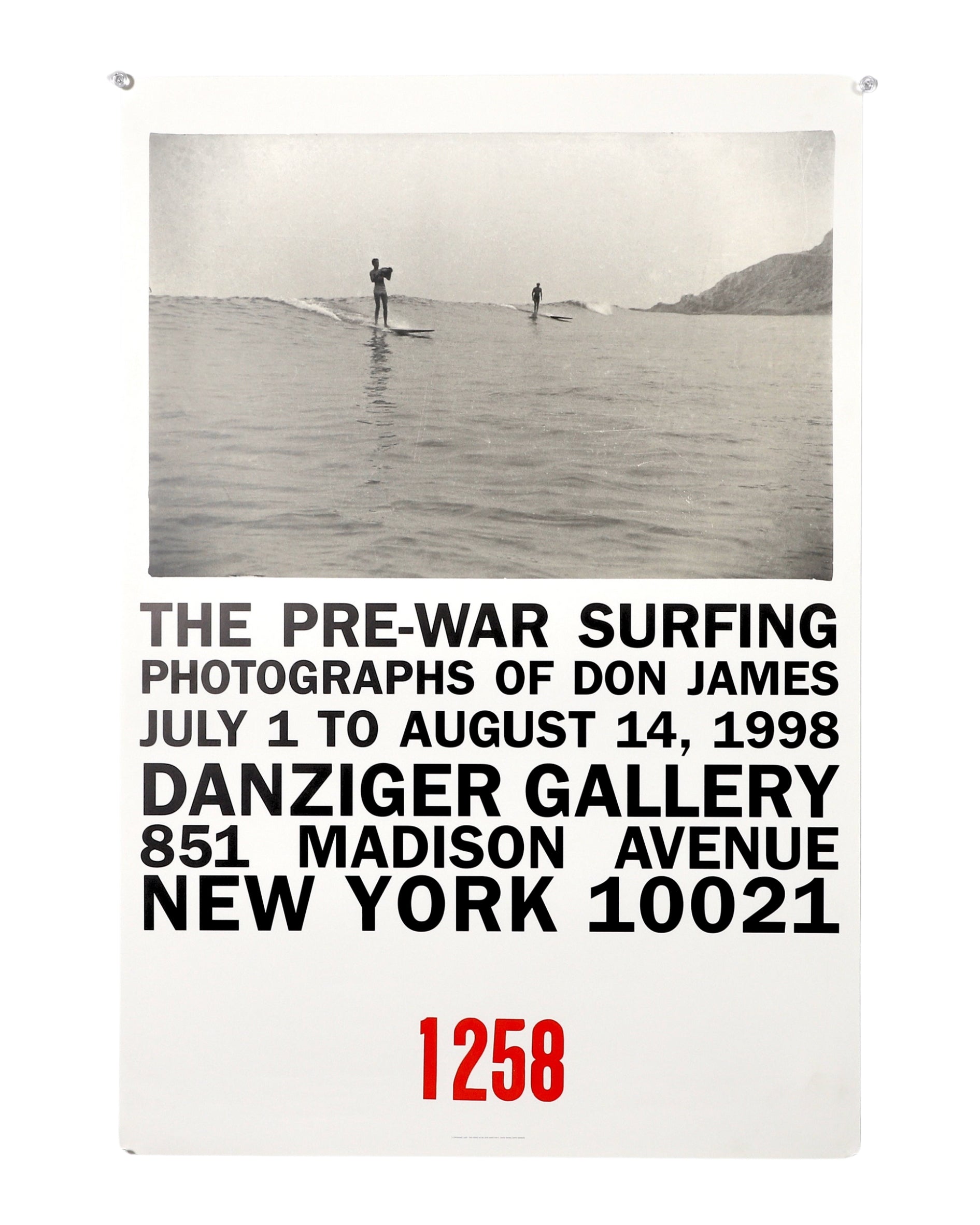 Vintage "The Pre-War Surfing Photographs by Don James" Danzinger Gallery Exhibition Poster, 1998 Full View