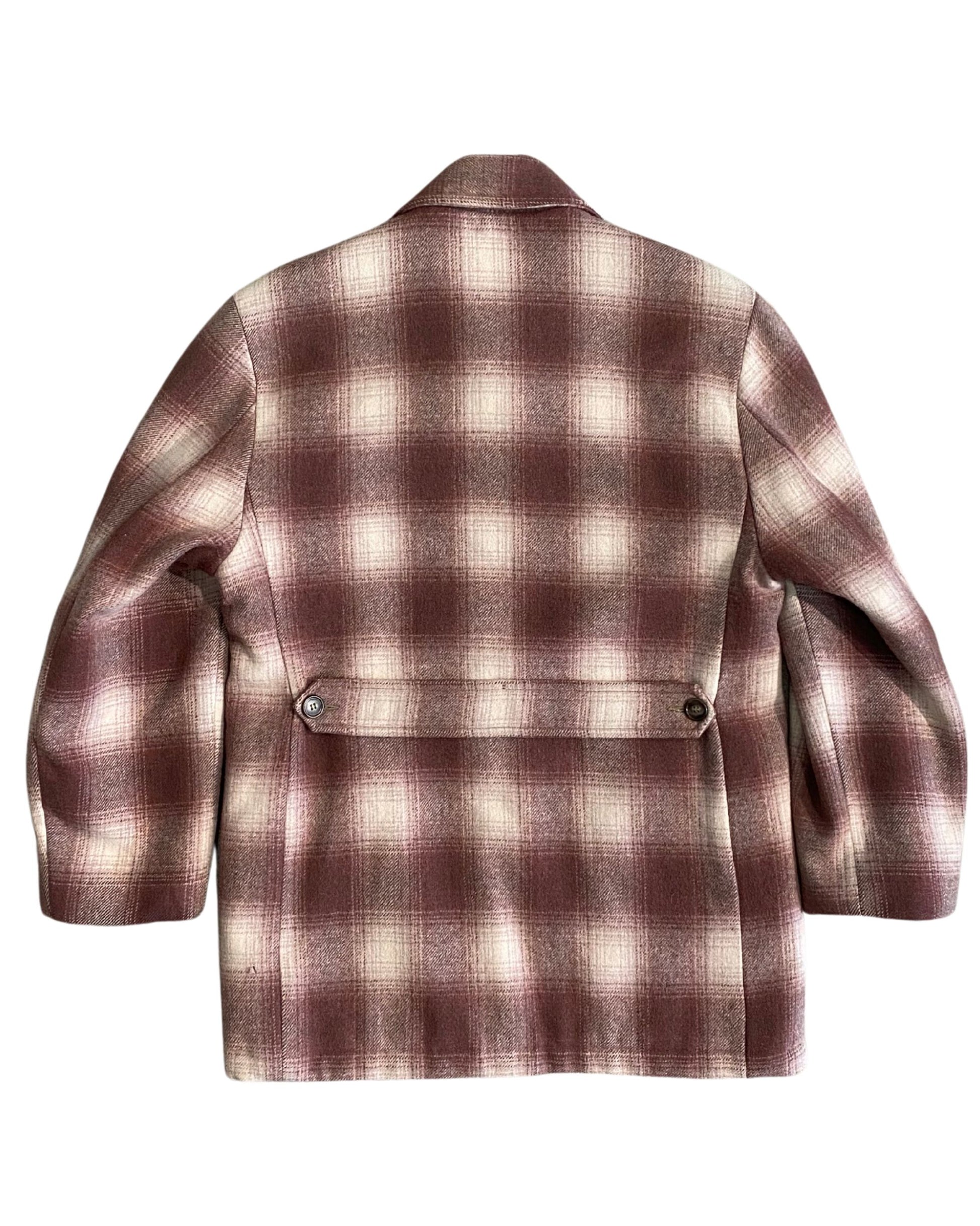 Back view of Mac-Jac brown plaid wool jacket from the 1960s.
