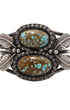 Front view of vintage Navajo cuff with turquoise and sterling silver.