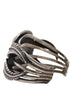 Rear side of bracelet highlighting multi-band design and silver texture.