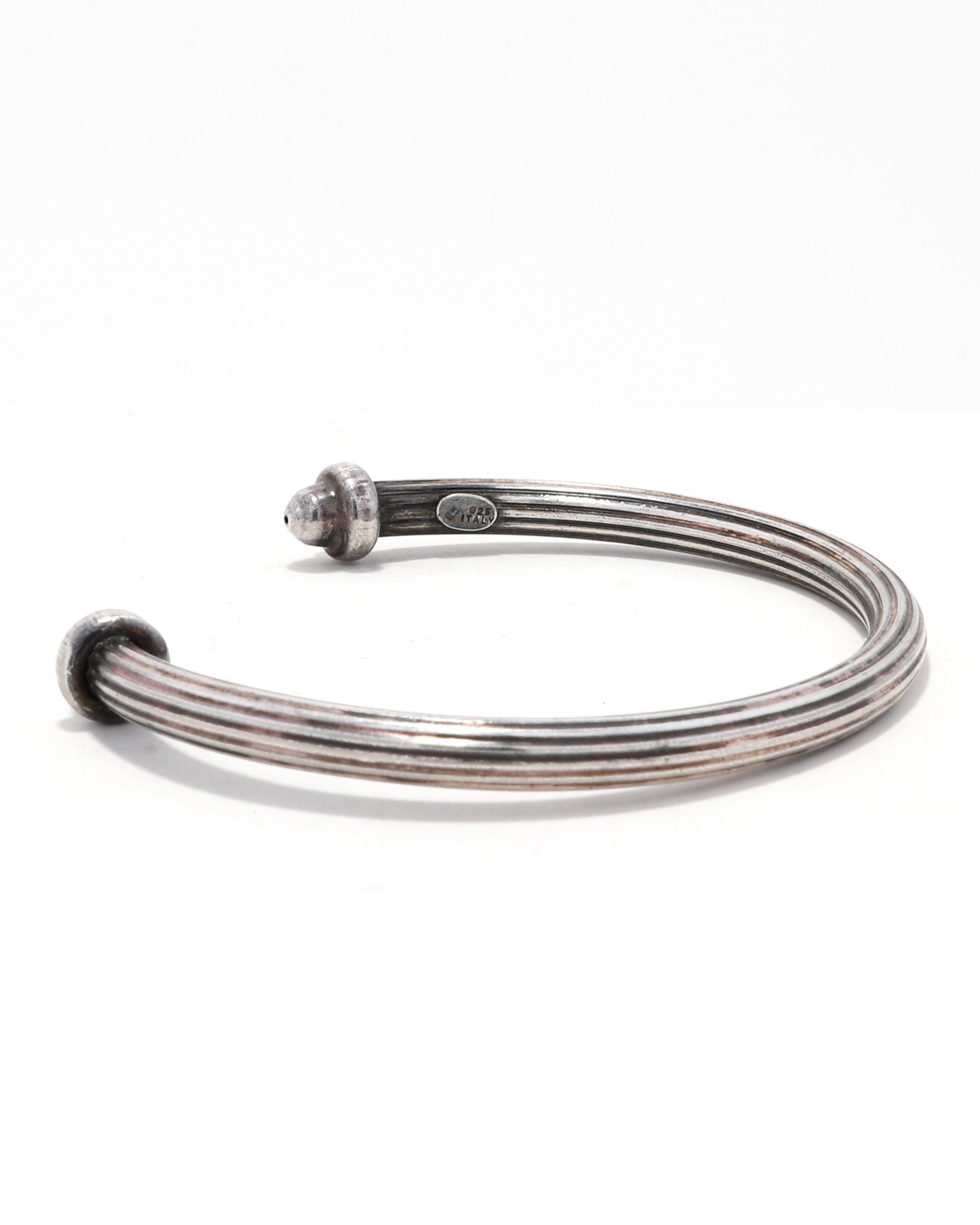 Vintage Sterling Silver Cuff with Cap Ends – Made in Italy