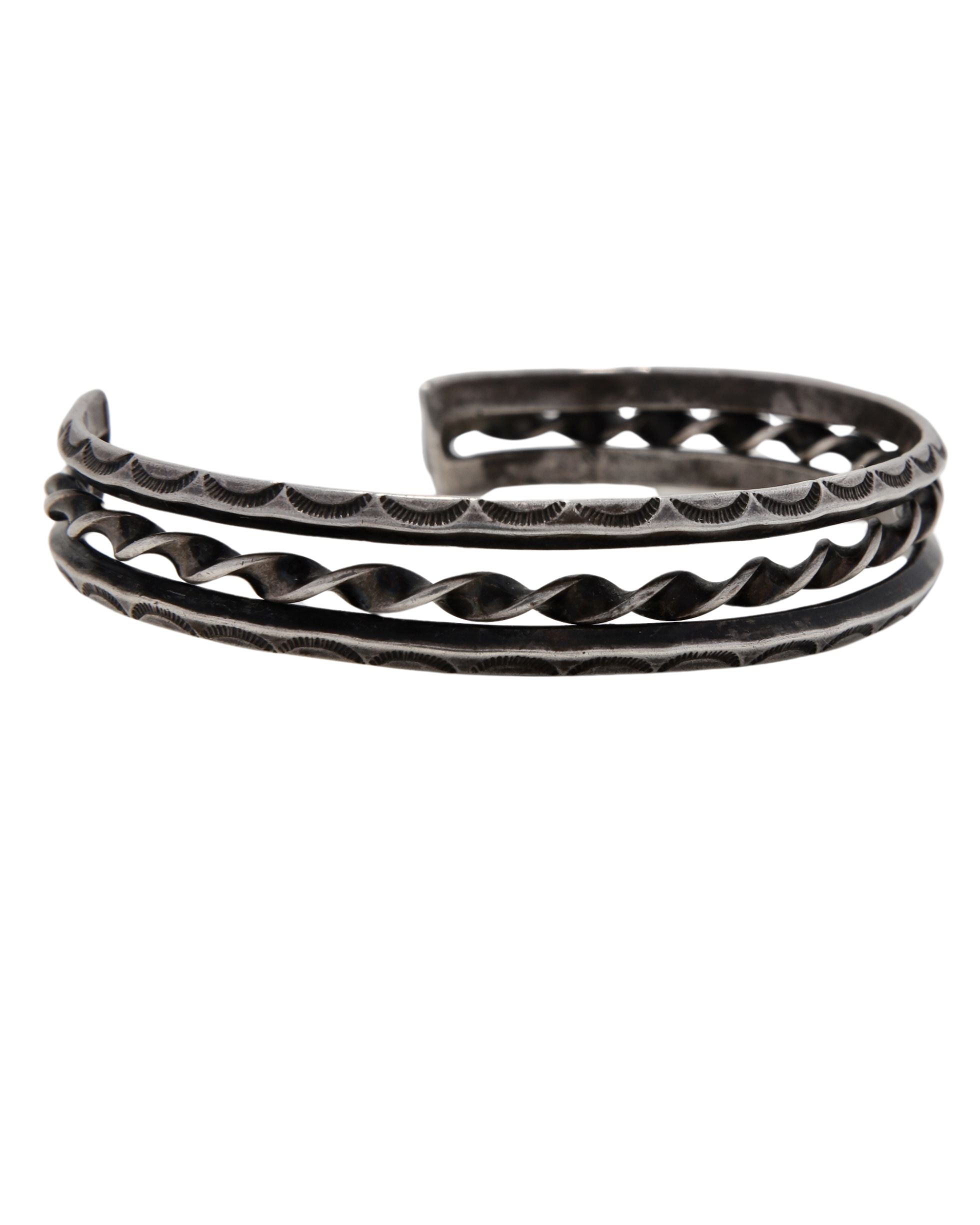 Vintage Sterling Silver Twist Cuff with Stamping