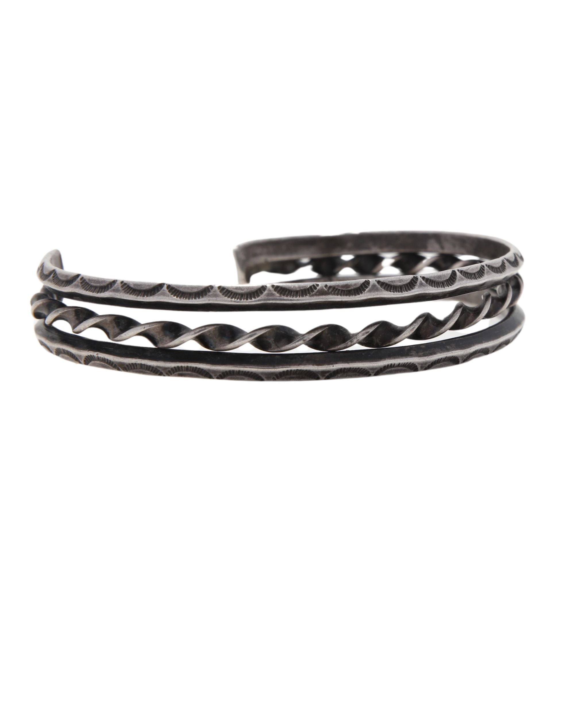 Vintage Sterling Silver Twist Cuff with Stamping