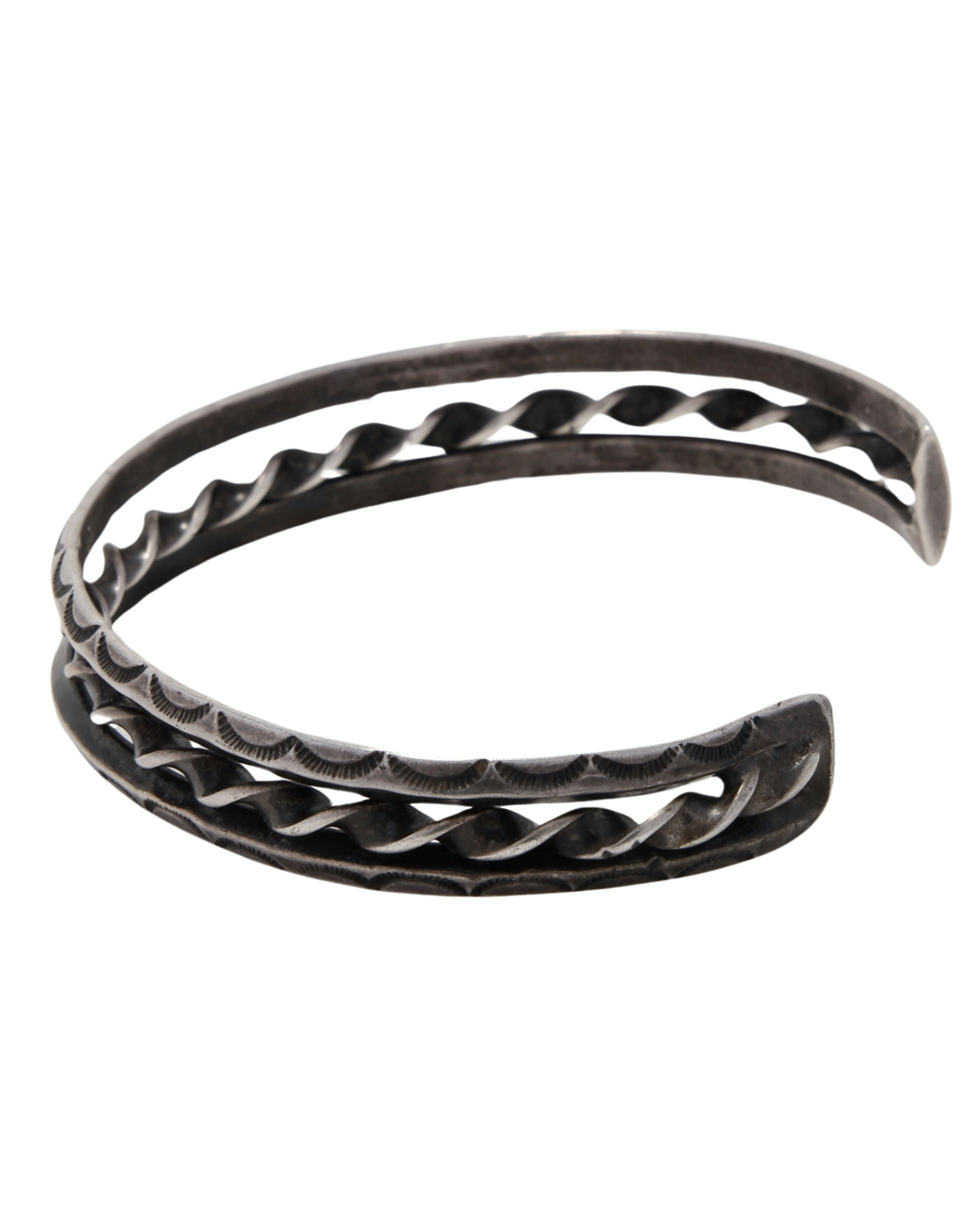 Vintage Sterling Silver Twist Cuff with Stamping