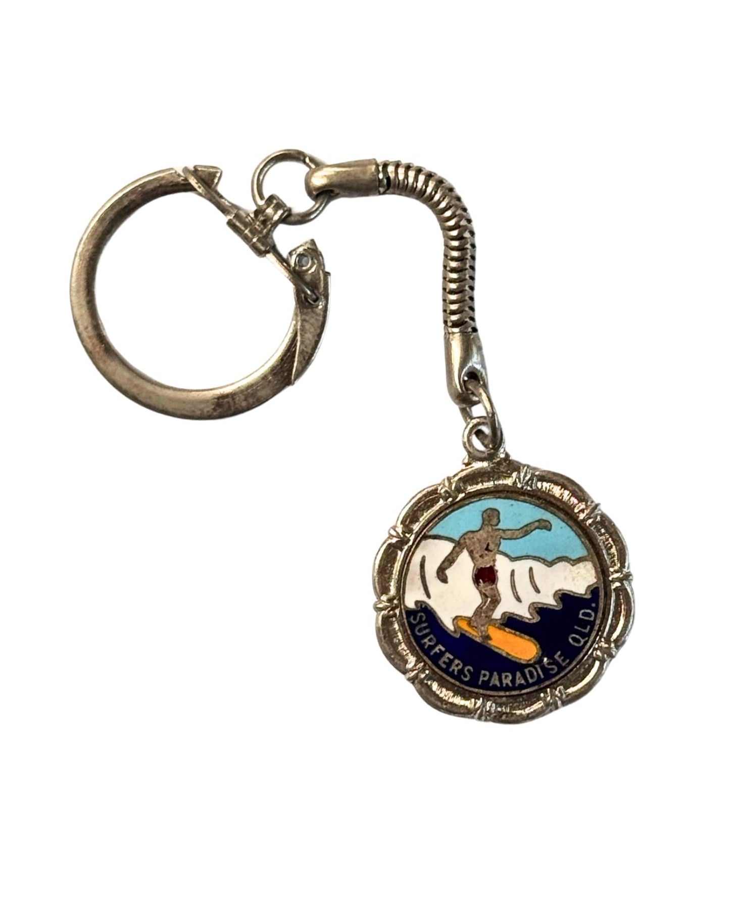 Vintage Surfers Paradise QLD Australia Keychain – Enamel Surfing Design