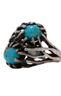 Vintage Brutalist Sterling Silver Ring with Turquoise Stones 1