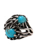 Vintage Brutalist Sterling Silver Ring with Turquoise Stones 2