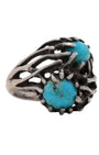 Vintage Brutalist Sterling Silver Ring with Turquoise Stones 3