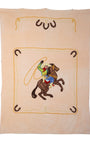 Vintage Chenille Bedspread – Cowboy and Horseshoes Design
