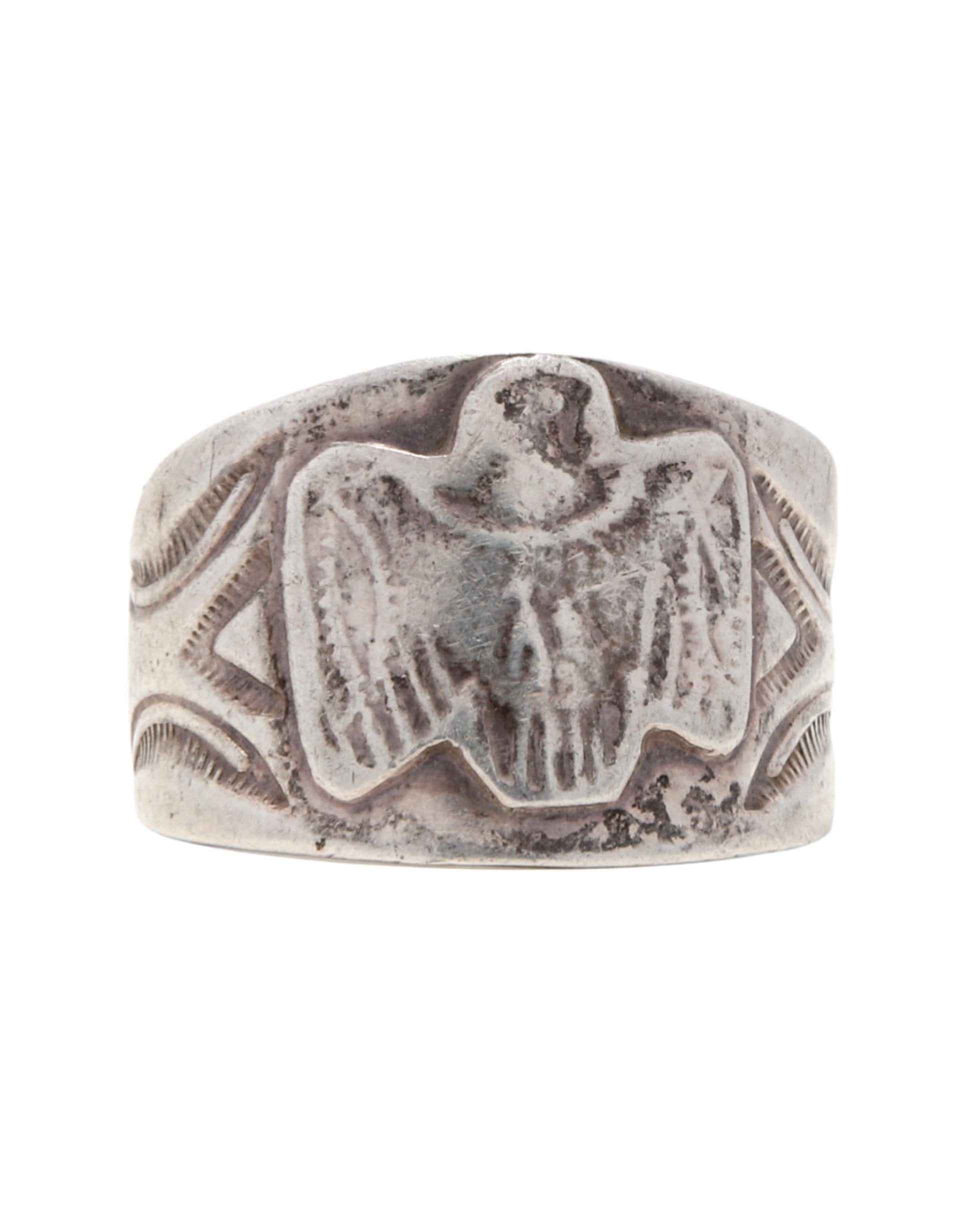 Vintage Fred Harvey Era Sterling Silver Thunderbird Souvenir Ring Lead