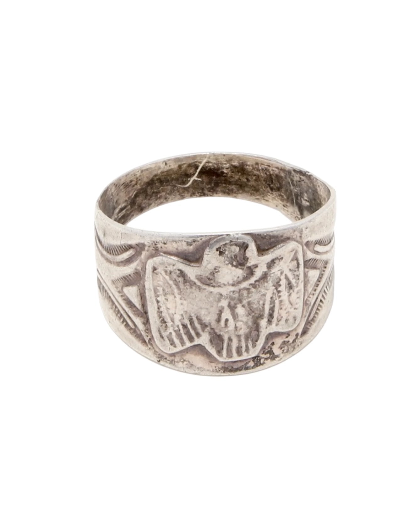 Vintage Fred Harvey Era Sterling Silver Thunderbird Souvenir Ring Top