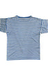 Vintage Lanvin Paris nautical striped shirt 1980s. Egyptian cotton. Blue and white stripes with bold V design. Made in Italy. Back view.
