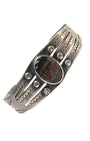 Vintage Navajo Sterling Silver Cuff Bracelet with Petrified Wood Jasper  1940s–1950s 1