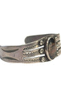 Vintage Navajo Sterling Silver Cuff Bracelet with Petrified Wood Jasper  1940s–1950s 2