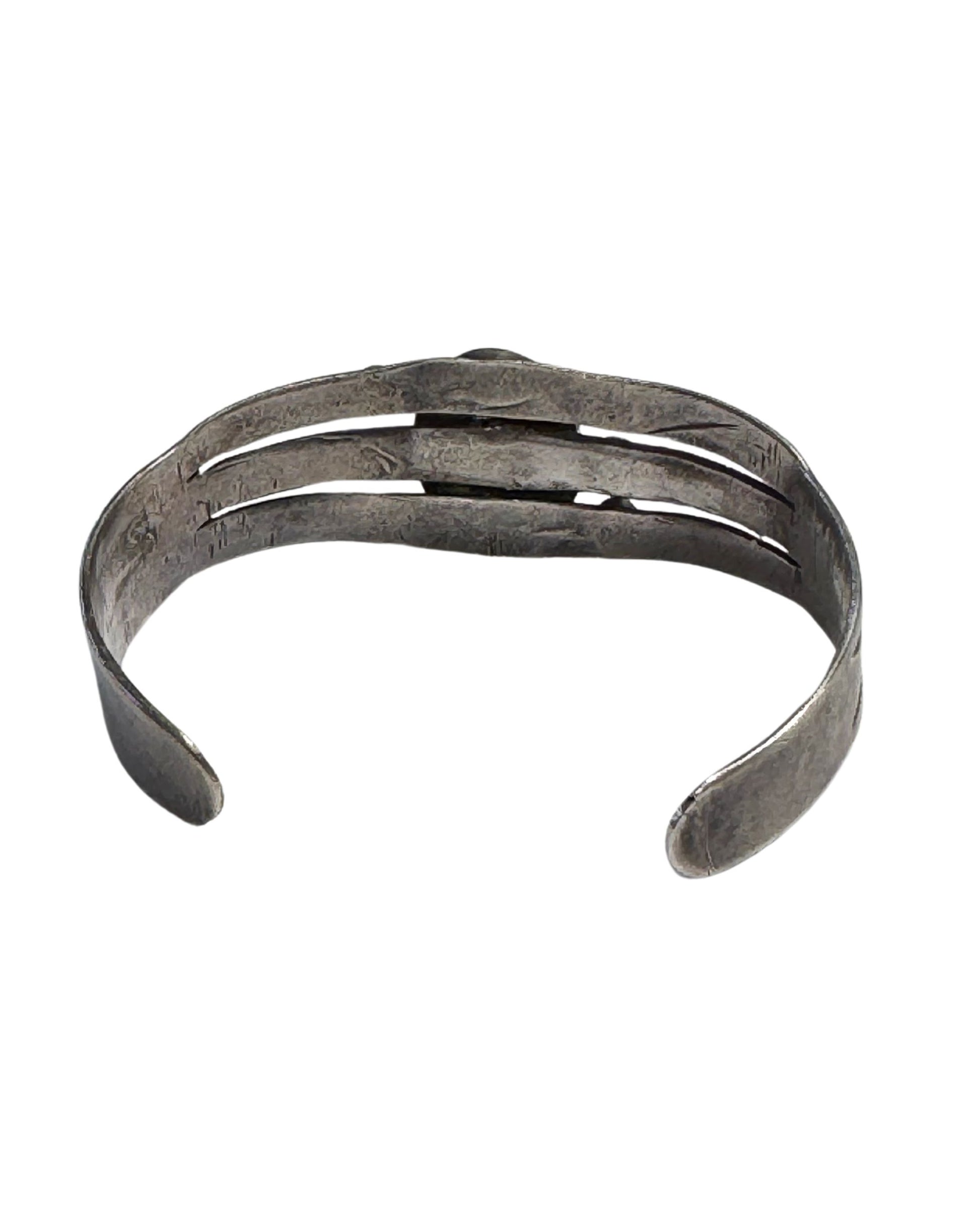 Vintage Navajo Sterling Silver Cuff Bracelet with Petrified Wood Jasper  1940s–1950s 3