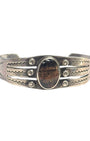 Vintage Navajo Sterling Silver Cuff Bracelet with Petrified Wood Jasper  1940s–1950s 4
