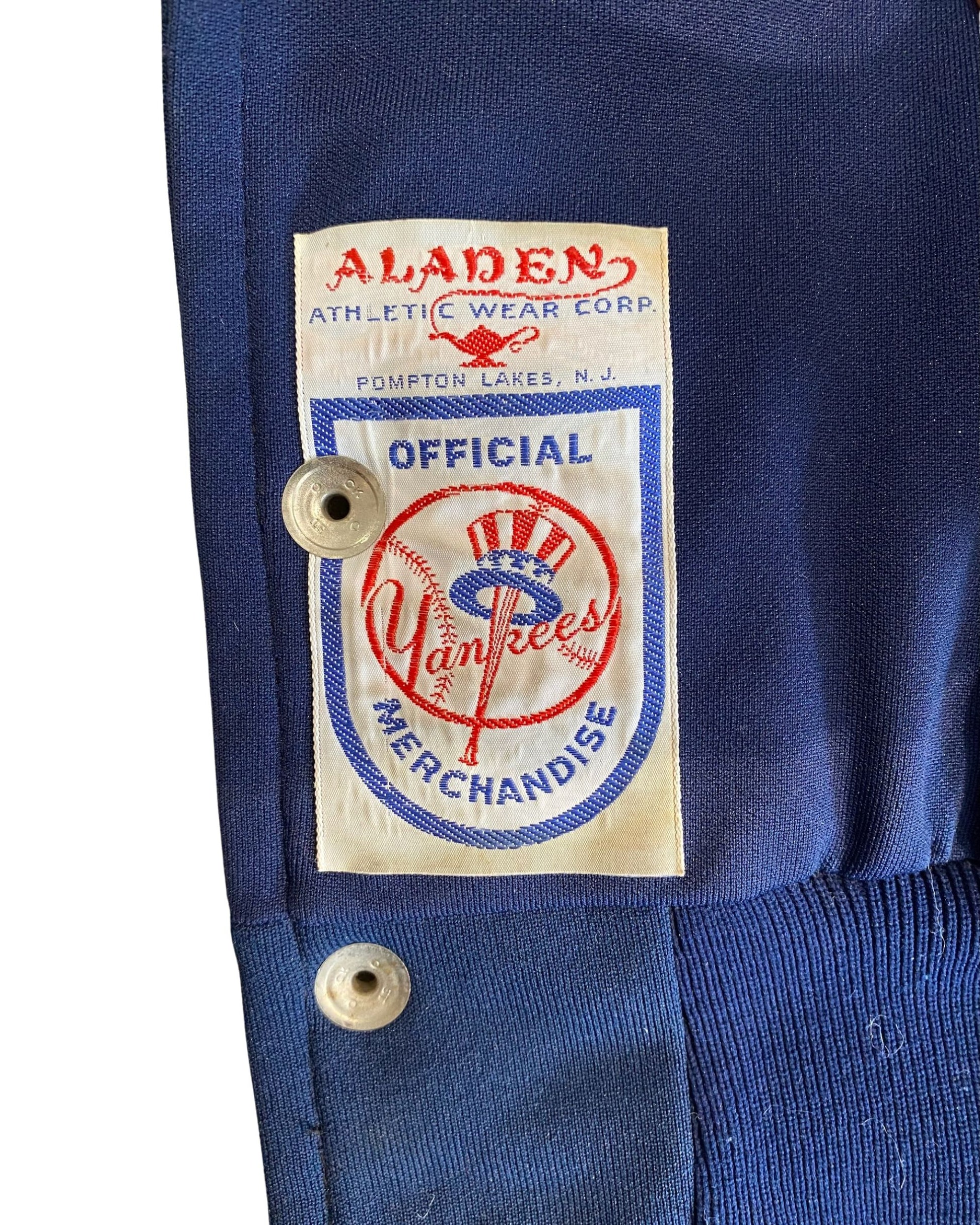 Close-up of Aladen Athletic Wear Yankees label.