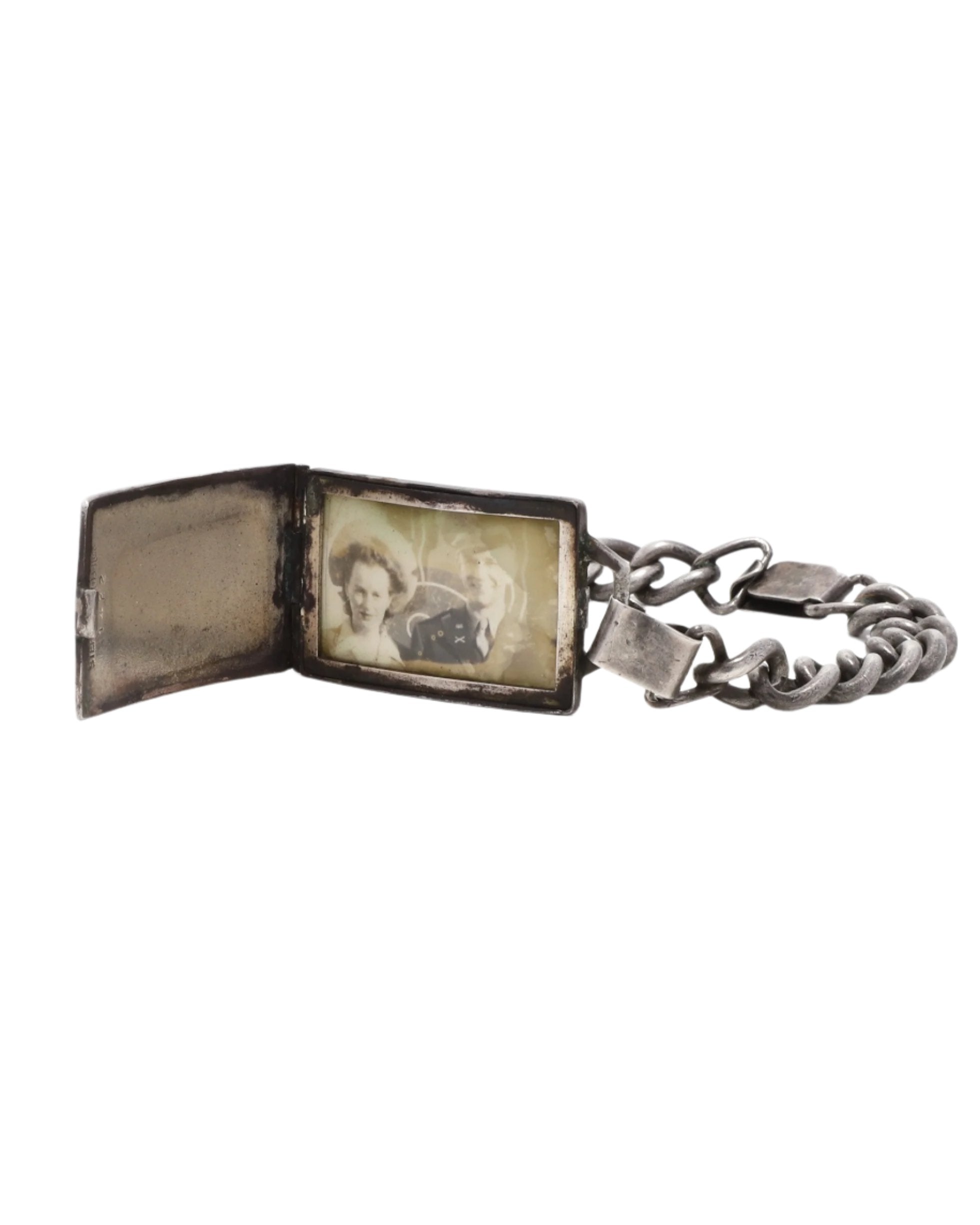 WW II ID Bracelet with Locket Open