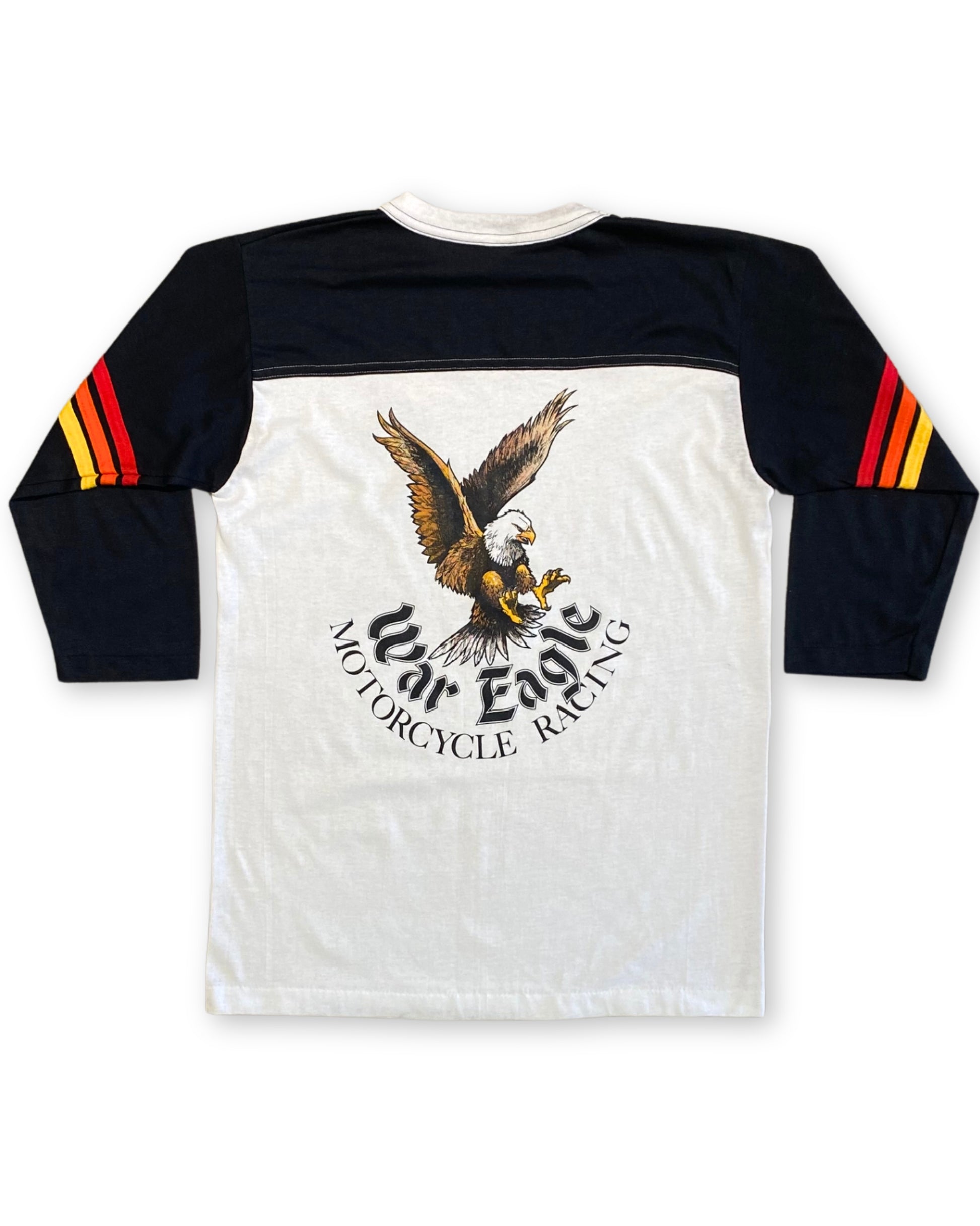 Long-sleeve shirt with eagle design and 'War Eagle Motorcycle Racing' text on a white background