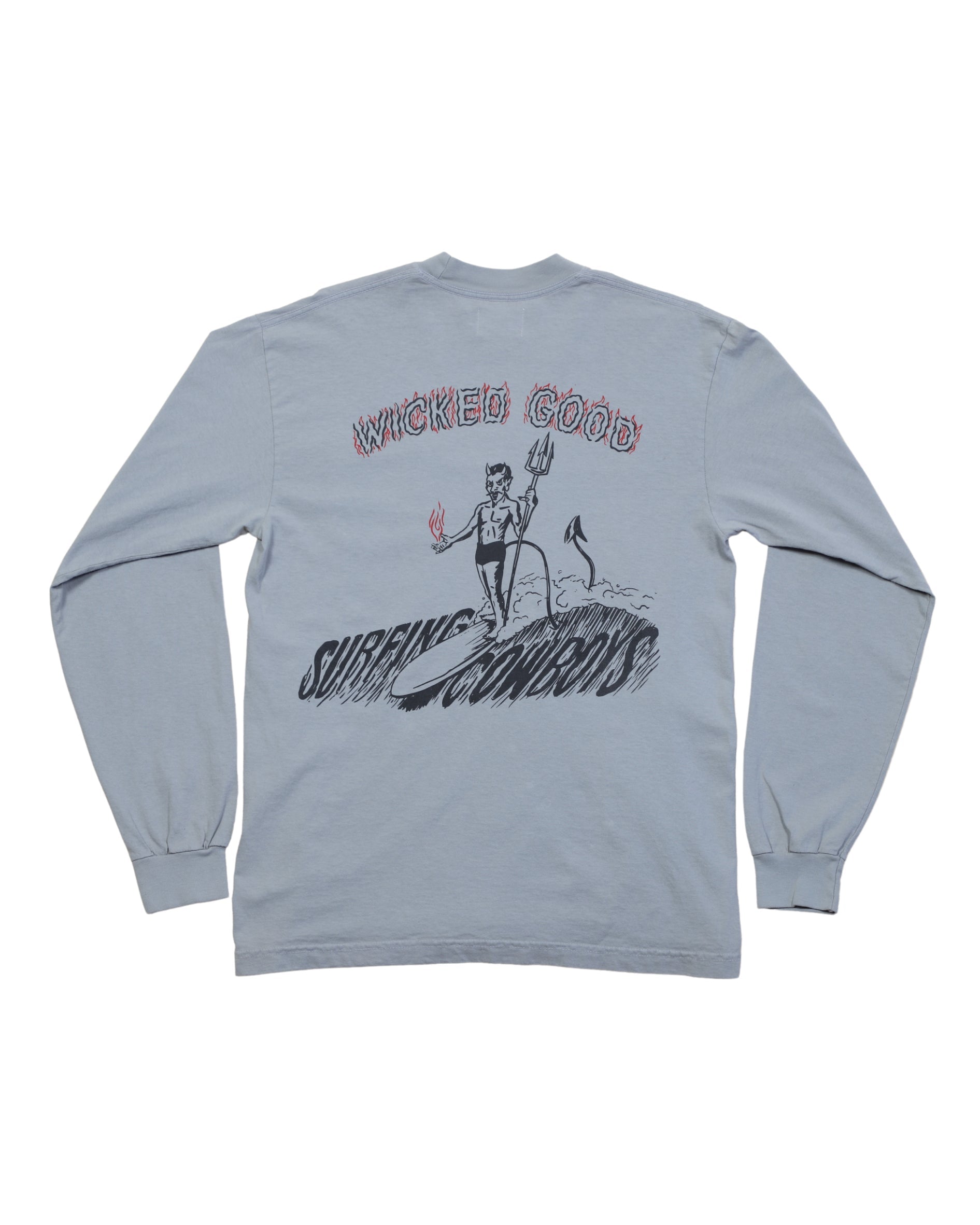 Wicked Good Long Sleeve Pocket T-Shirt Dove Grey Back