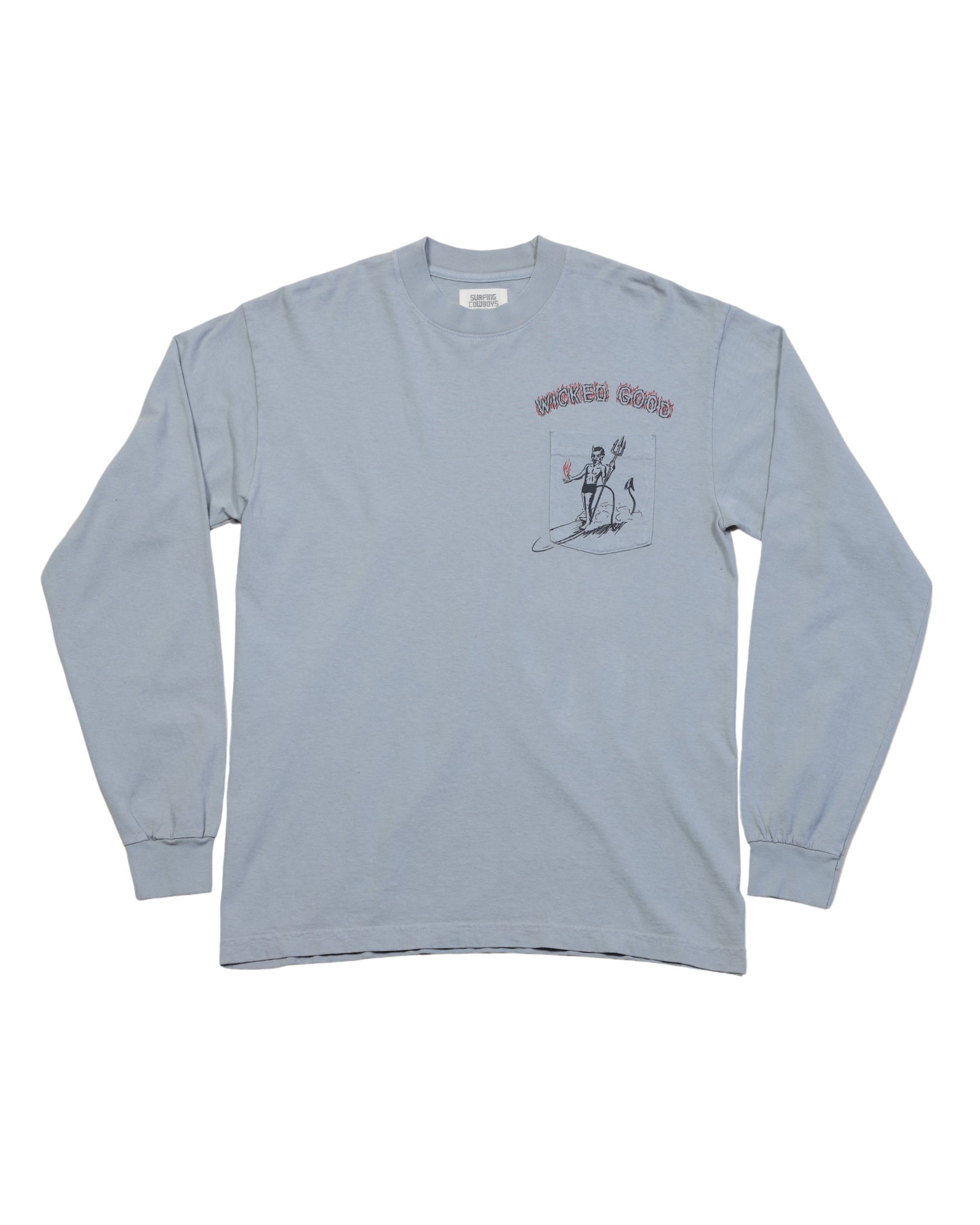 Wicked Good Long Sleeve Pocket T-Shirt Dove Grey Front