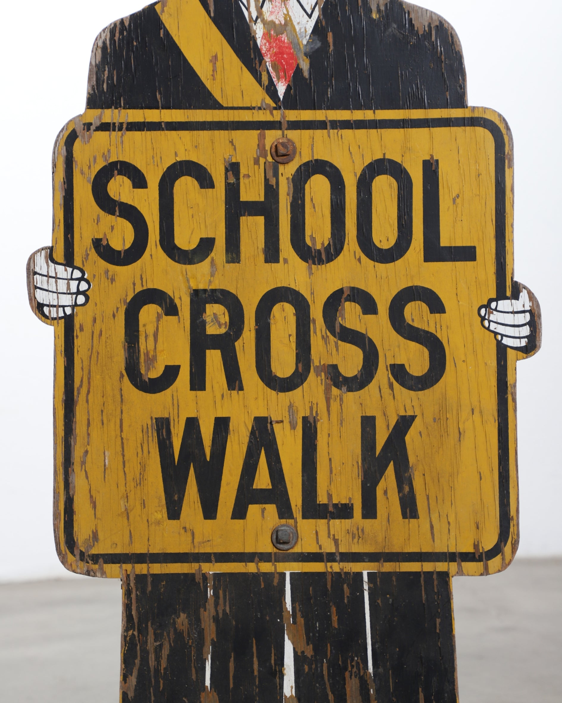 Vintage 1940s Wooden School Crossing Guard Sign