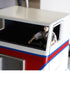 Handcrafted 1970s semi-truck model with wood body, metal parts, and rubber tires.