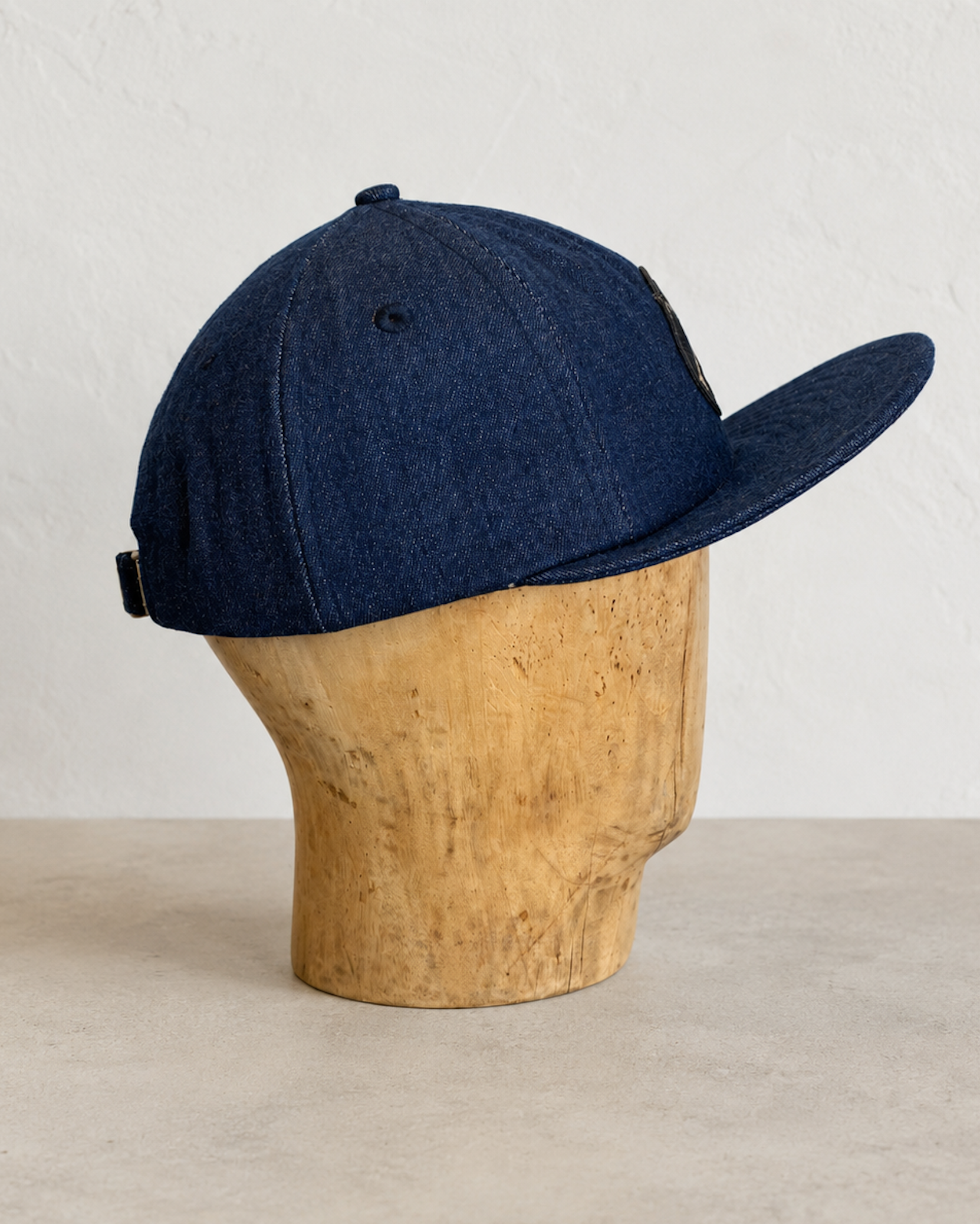  Surfing Cowboys Denim Flex-bill Peace Patch Cap brim up view.