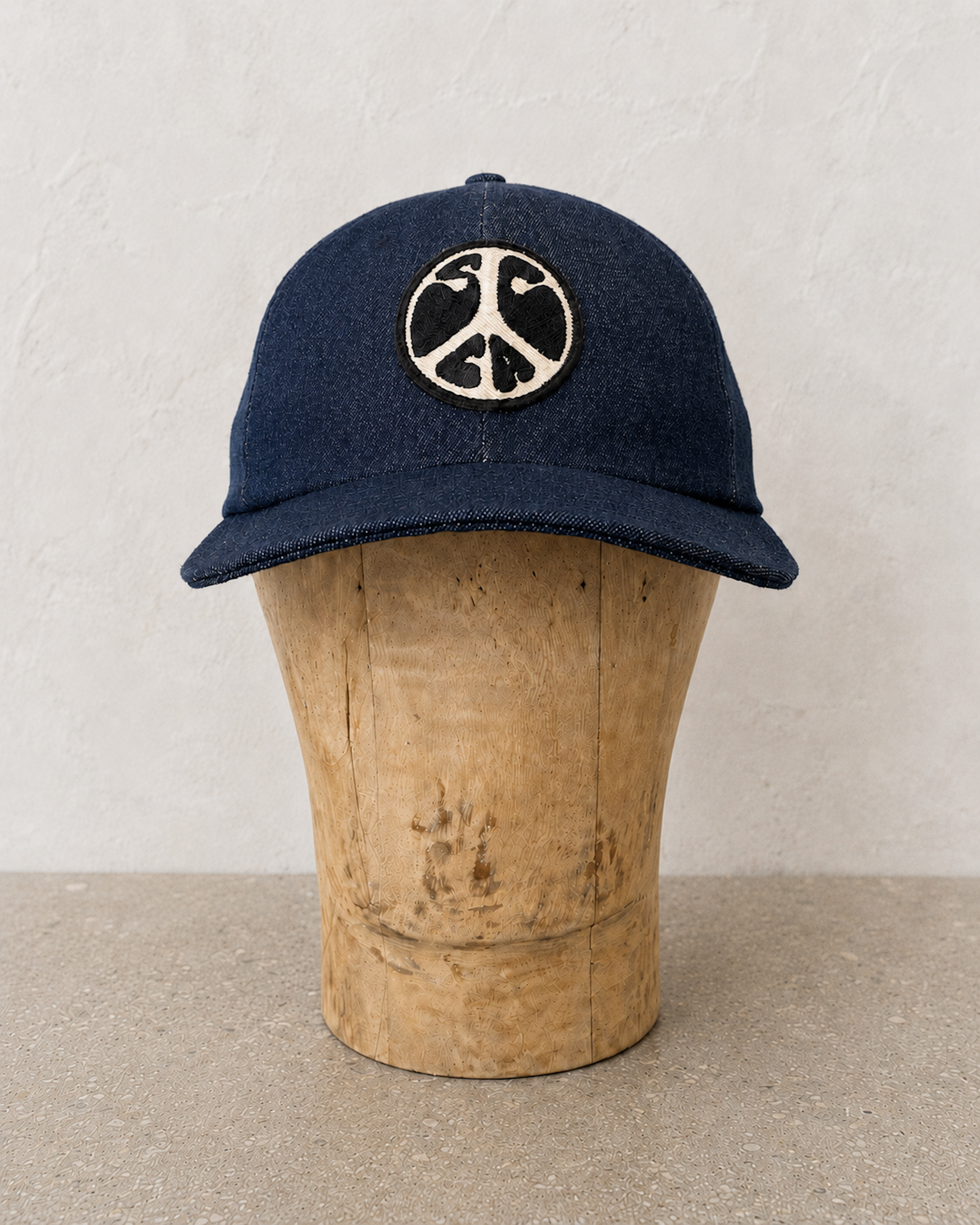  Surfing Cowboys Denim Flex-bill Peace Patch Cap front view.